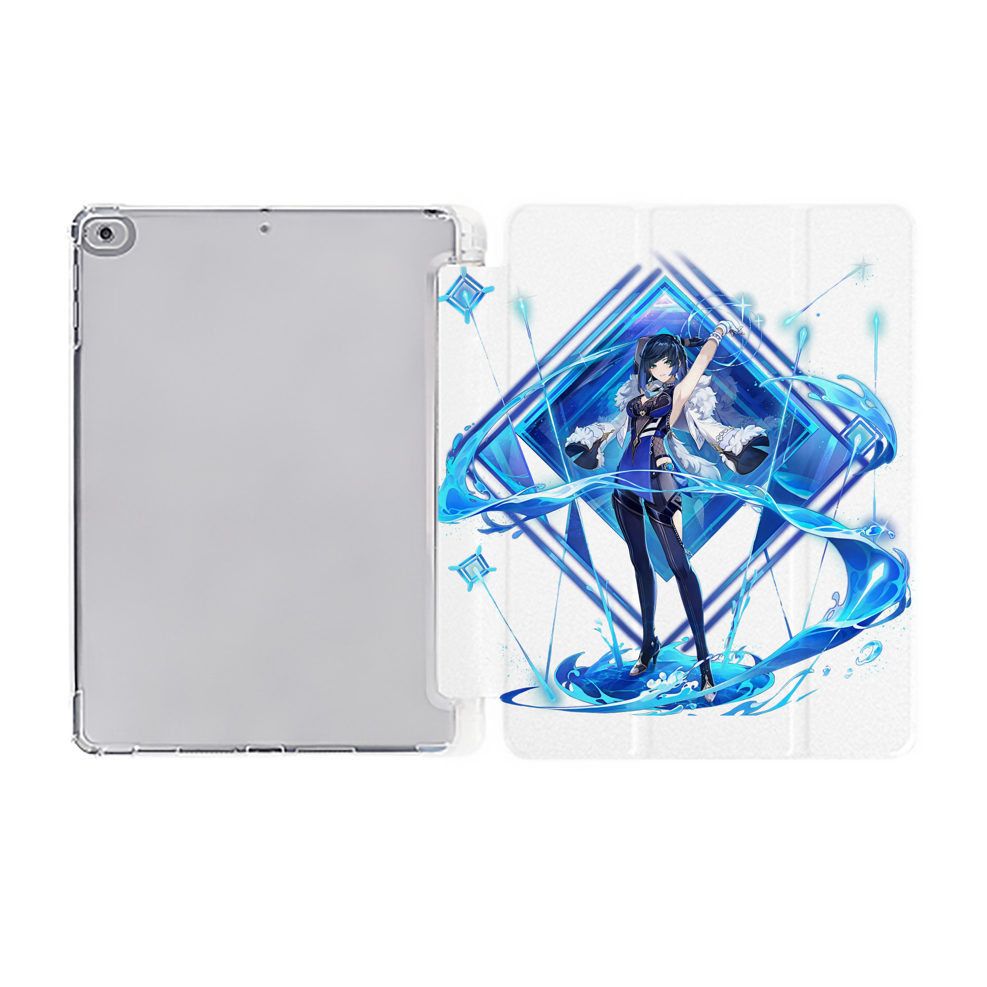 げんし神 夜兰 やらん genshin Yaran IPad ケース ペン収納付き 三つ折りスタンド PUレザー×シリコン 対応機種9.5/10.5/10.9インチ